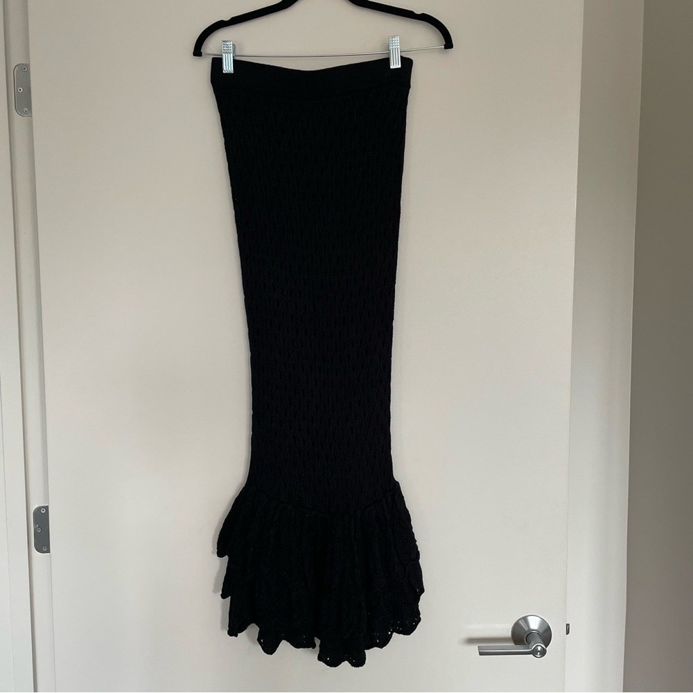 Beach Riot Black Crochet Bodycon Midi Skirt